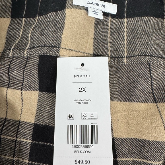 Saddlebred Men’s 2X Black and Tan Flannel Shirt - New with tags - Picture 6 of 6